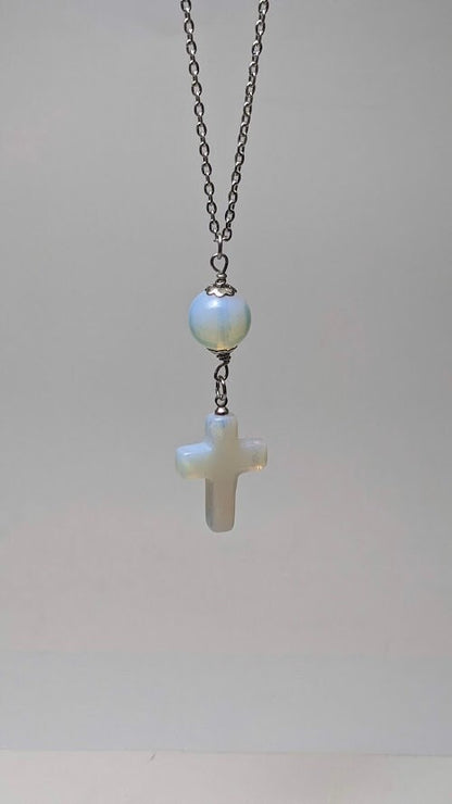 Moonstone Cross Car Mirror Charm - Car Accessories