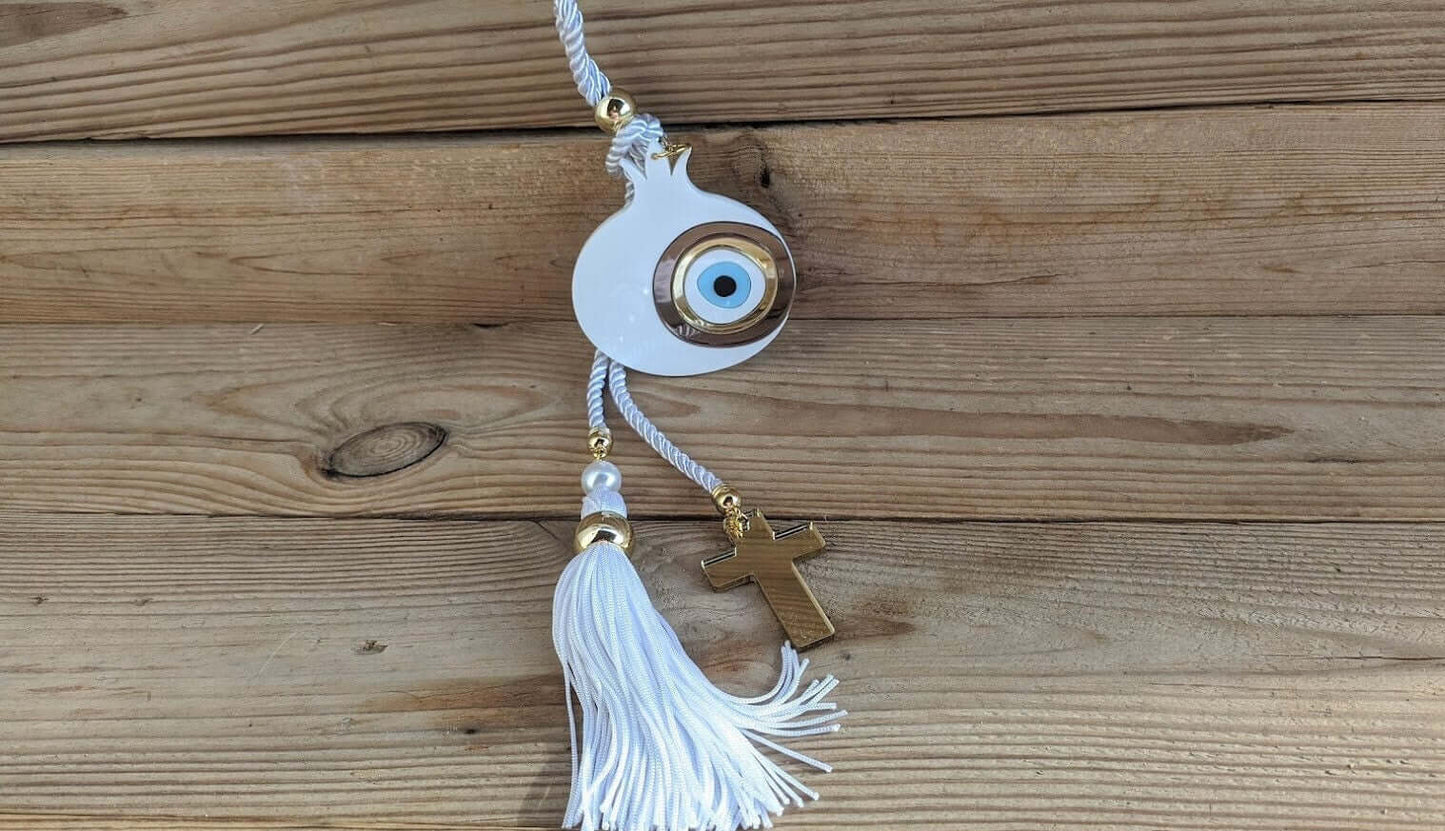 Evil eye pomegranate wall hanging - New house gift - Cross wall hanging