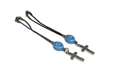 Blue Evil Eye Cross Rearview mirror - Car Mirror Charm - Car accessories