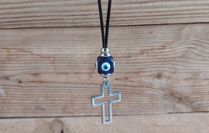 Cross evil eye car mirror charm - new driver gift - Car protection