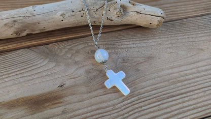 Moonstone Cross Car Mirror Charm - Car Accessories