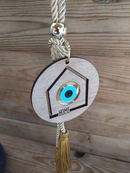 Wooden Evil Eye Wall Hanging for House Protection | New Years 2025 Gift