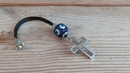 Cross evil eye car mirror charm - new driver gift - Car protection