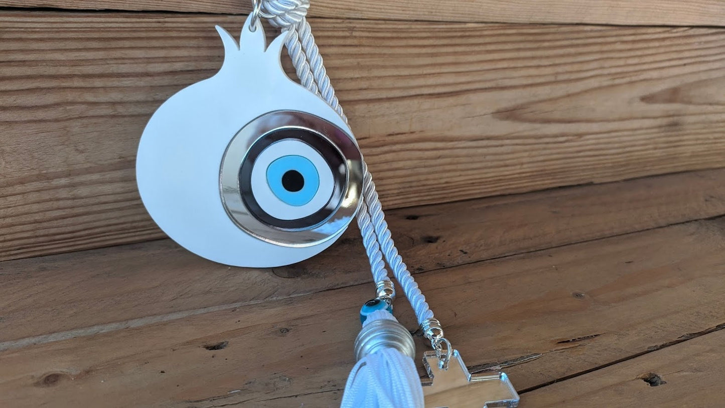 Evil eye cross  wall hanging - New house gift - pomegranade wall hanging