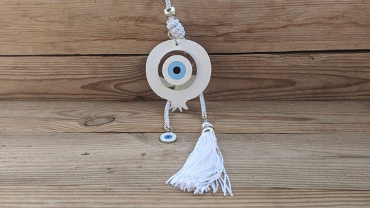 Handmade Evil Eye White Pomegranate Wall Hanging | Large Wall De