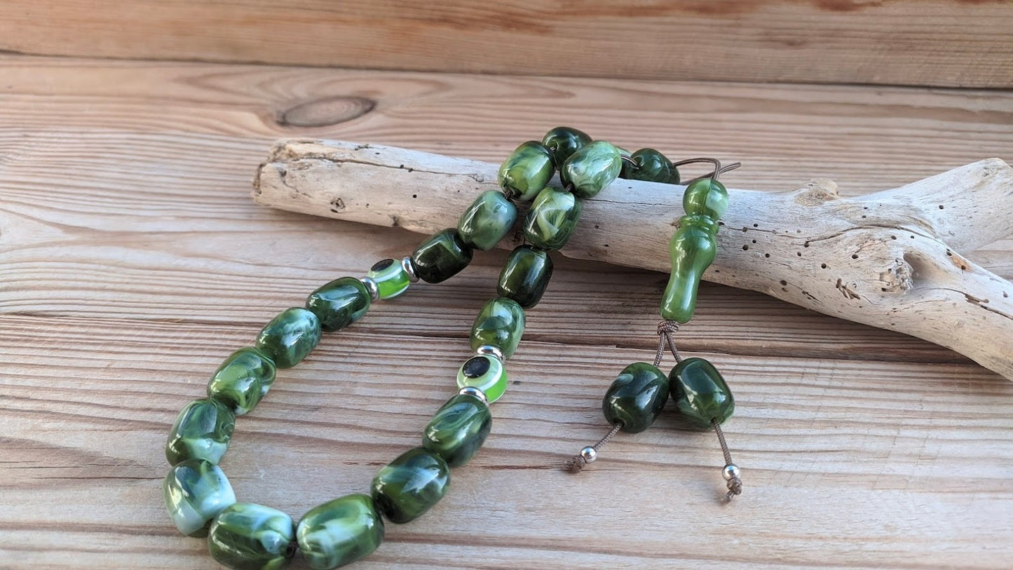 Green Evil Eye worry beads - stop smoking gift - Anti-stress gift