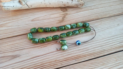 Green Evil Eye worry beads - Anti-stress gift - Greek gift