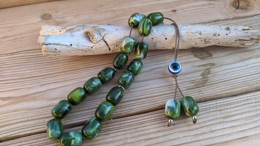 Green Evil Eye worry beads - Anti-stress gift - Greek gift