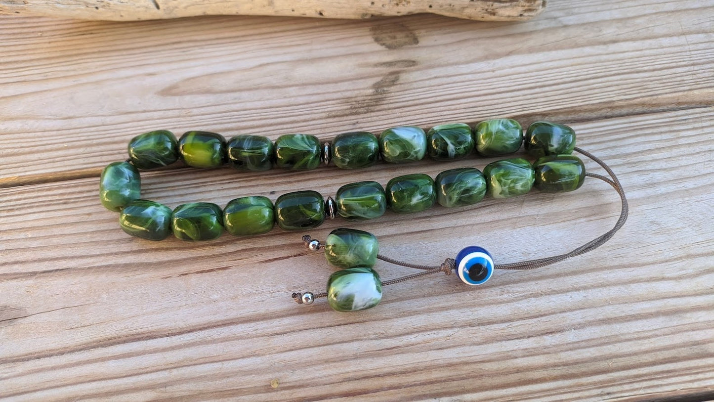 Green Evil Eye worry beads - Anti-stress gift - Greek gift