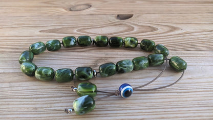 Green Evil Eye worry beads - Anti-stress gift - Greek gift