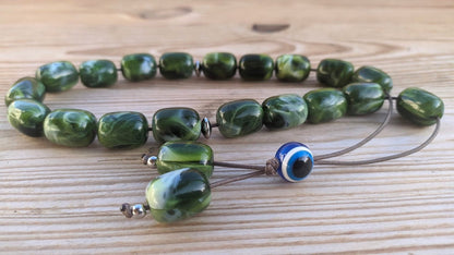 Green Evil Eye worry beads - Anti-stress gift - Greek gift