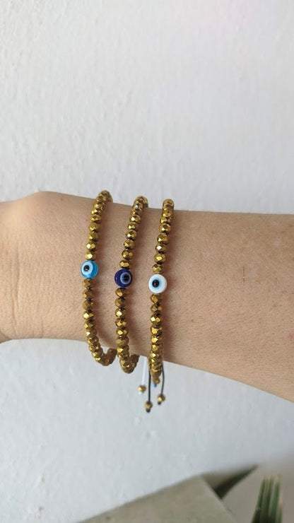 Gold Evil eye bracelet -  women’s gift - Protection jewelry