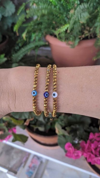 Gold Evil eye bracelet -  women’s gift - Protection jewelry