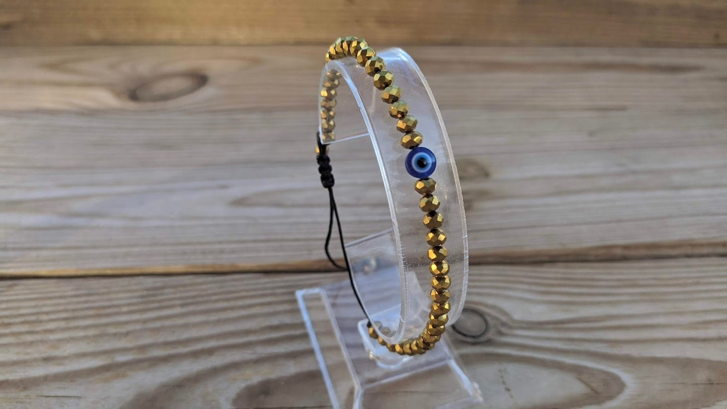 Gold Evil eye bracelet -  women’s gift - Protection jewelry