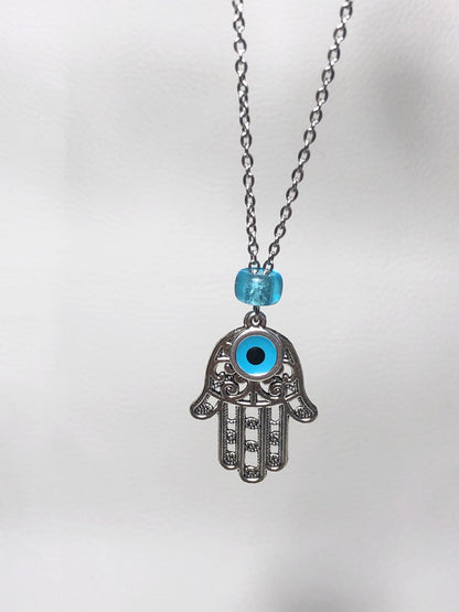 Evil Eye Hamsa Mirror Charm - Travel Protection - Hamsa Hand Pendant