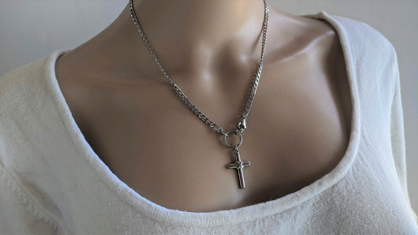 Stainless cross necklace - women's necklace - Greek jewelry - Statement necklace