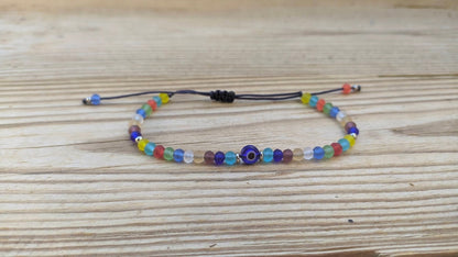 Evil eye colored beads bracelet - women’s gift - Gift for her