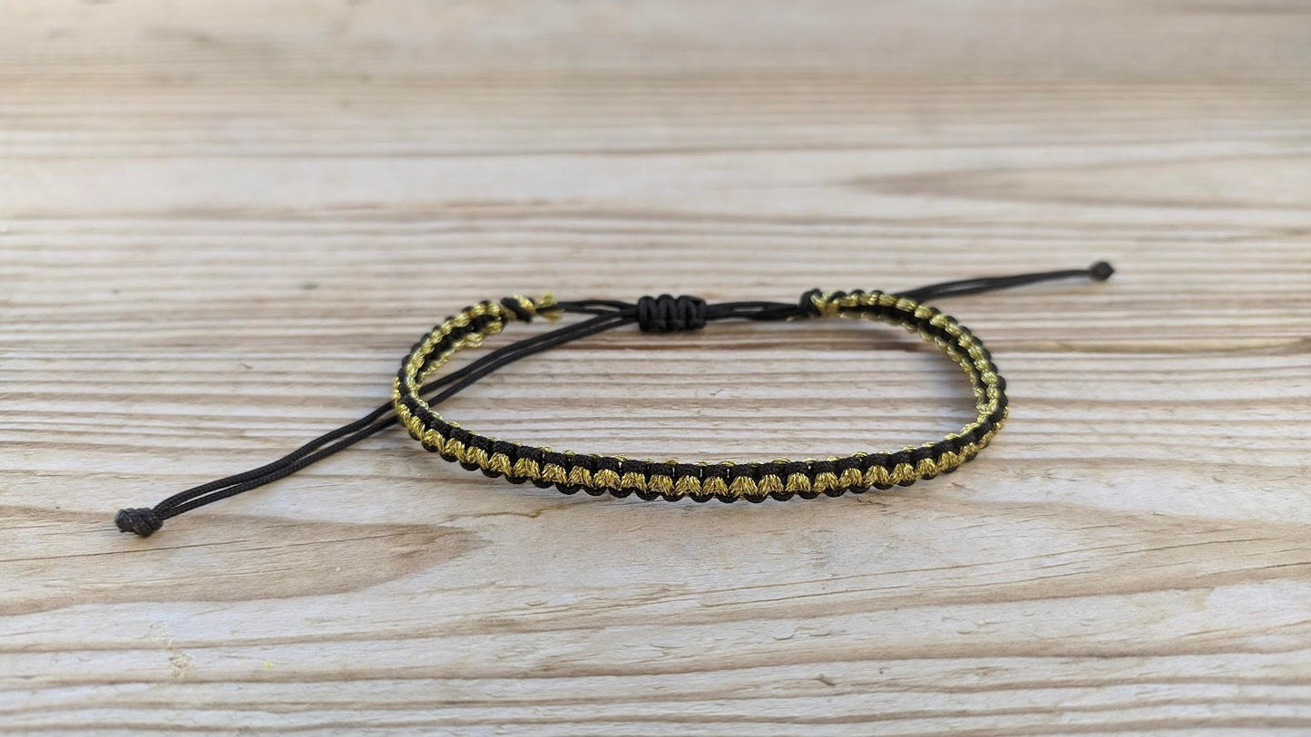 Woven macrame gold Bracelet- Adjustable bracelet - Gift for her