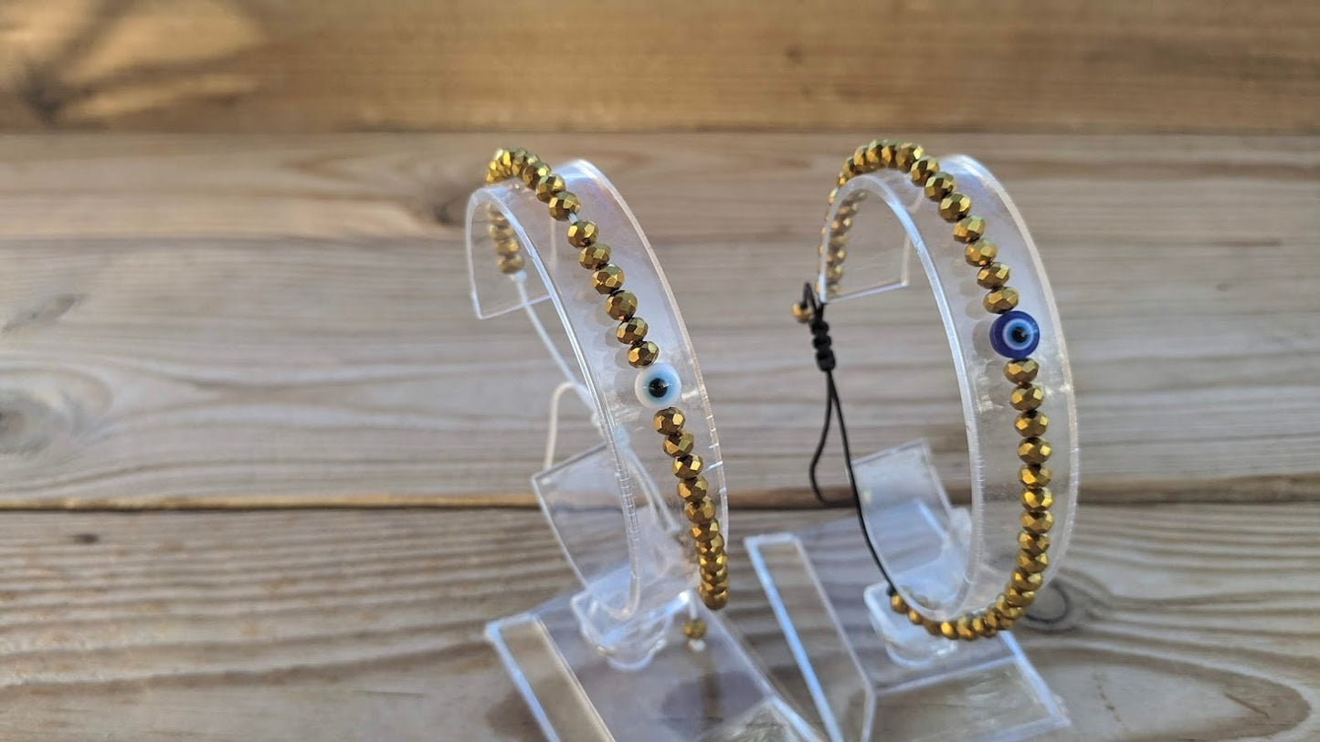 Gold Evil eye bracelet -  women’s gift - Protection jewelry