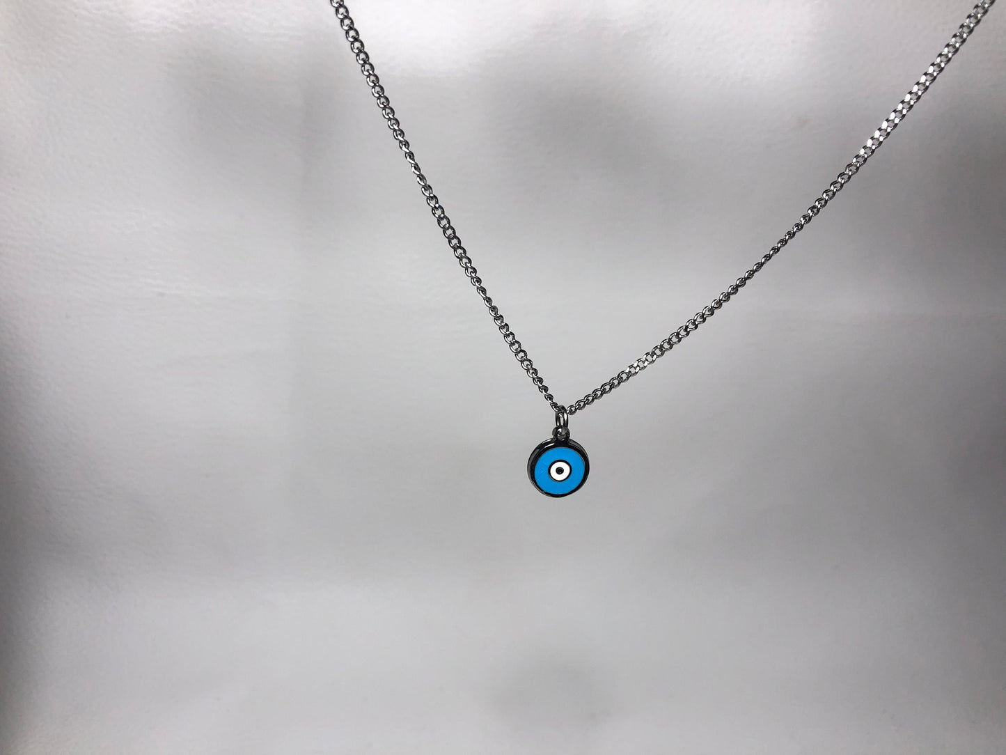 Tiny evil eye enamel necklace - Stainless jewelry - Greek gift