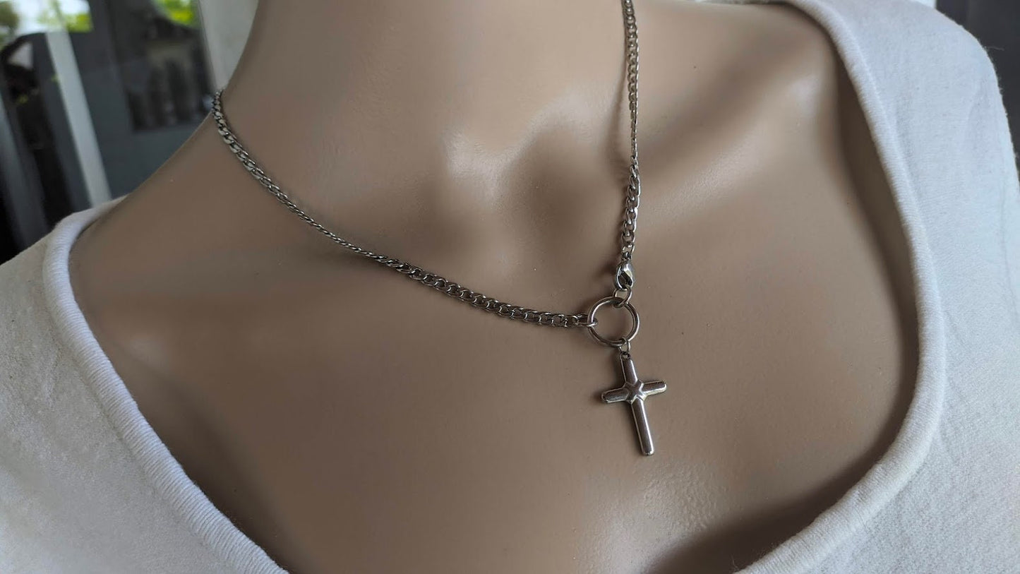 Stainless cross necklace - women's necklace - Greek jewelry - Statement necklace