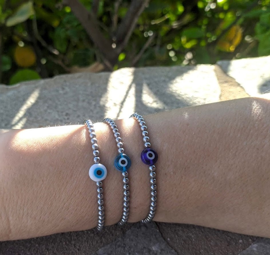 Evil eye beaded bracelet -  women’s gift - Protection jewelry - Adjustable bracelet
