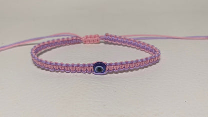 Woven Evil Eye Bracelet | Adjustable Two-Tone Macrame | Gift Idea