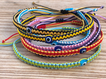 Woven Evil Eye Bracelet | Adjustable Two-Tone Macrame | Gift Idea