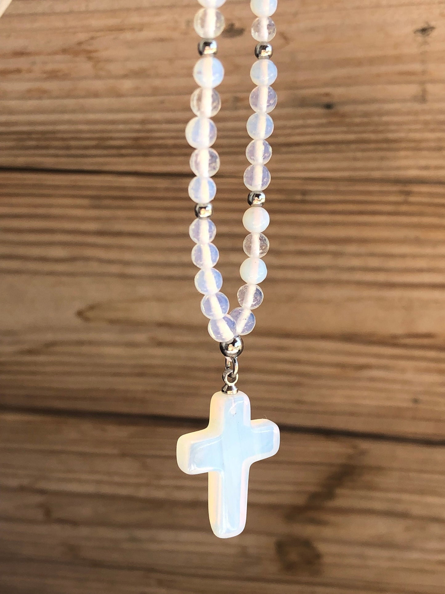 Moonstone Cross Car Mirror Charm – Car Protection