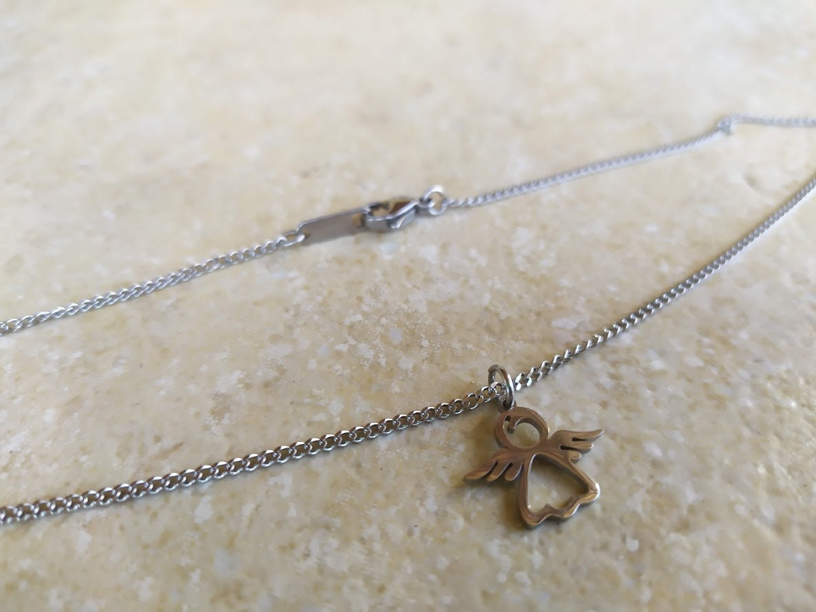 Tiny Guardian Angel Necklace - Gift for girl - Stainless jewelry