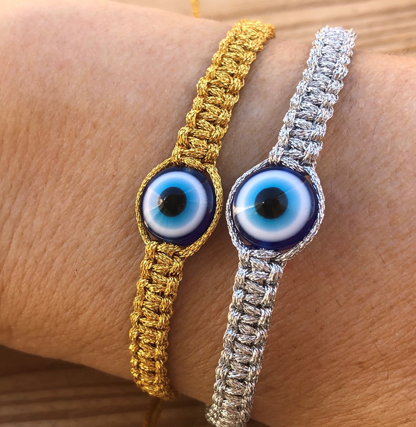 Woven evil eye bracelet - Gift for her - Greek jewelry