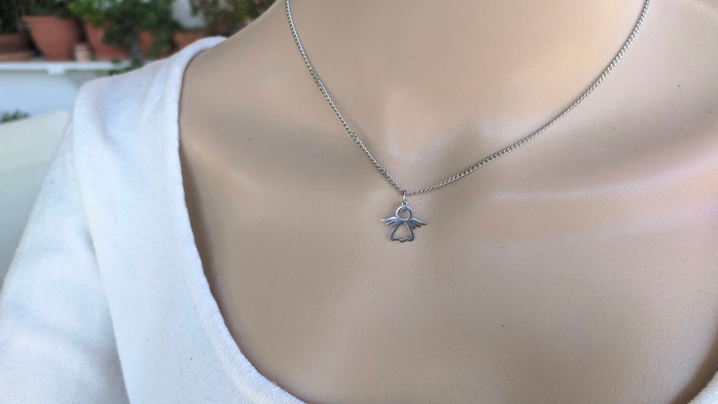 Tiny Guardian Angel Necklace - Gift for girl - Stainless jewelry