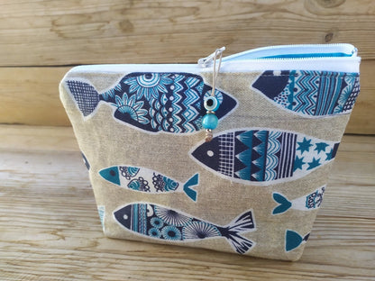 Fish Fabric  Makeup Bag - Greek gift - Gift for her