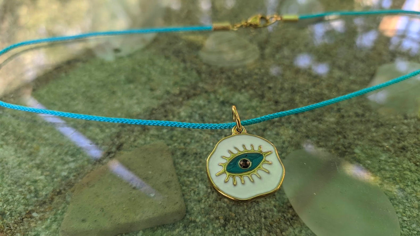 Enamel evil eye necklace - Women's protection - Stainless steel jewelry - Gift for her