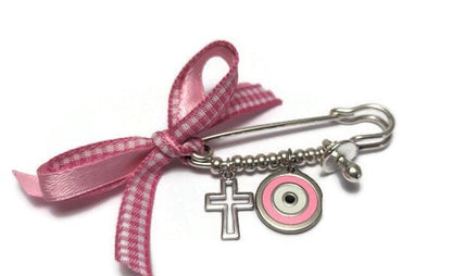 Dark blue or pink evil eye safety pin - Baby Evil Eye Protection