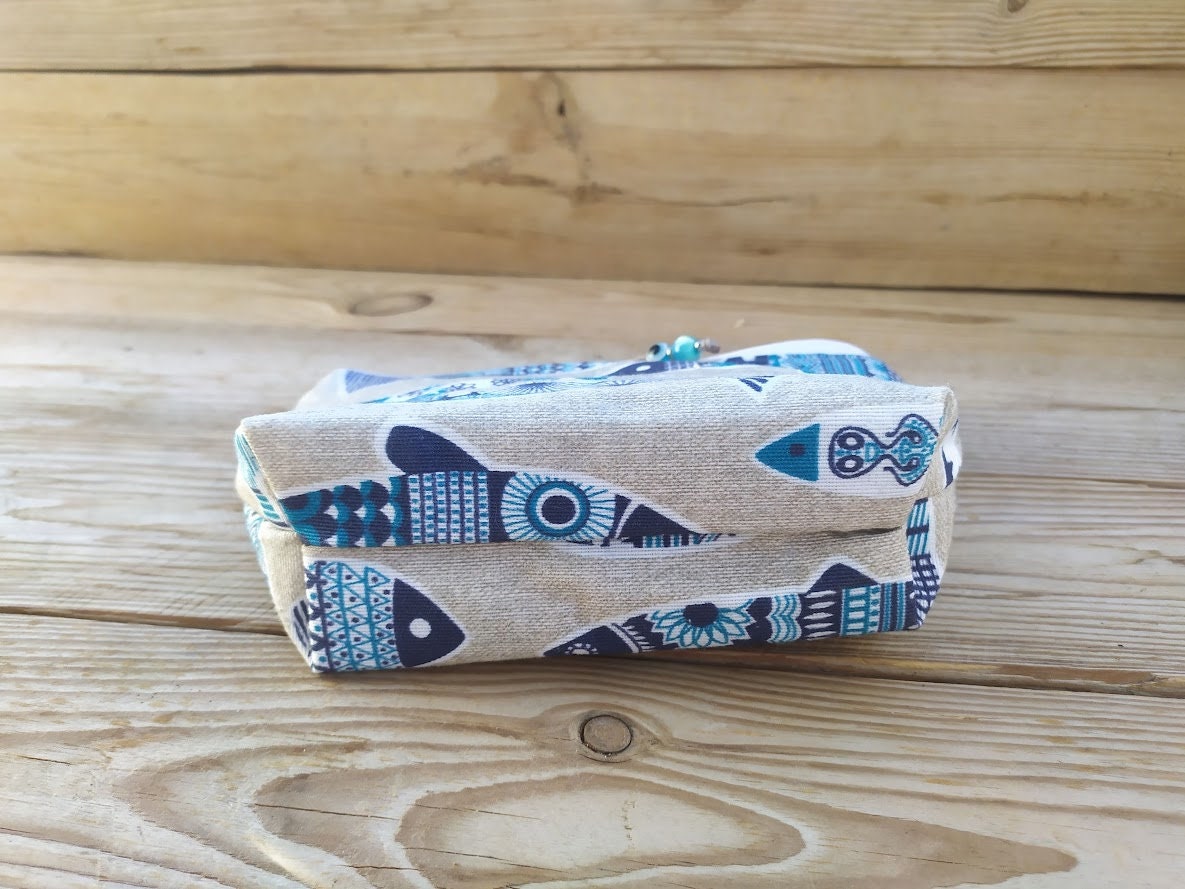 Fabric fishes makeup bag - Greek gift - Gift for her