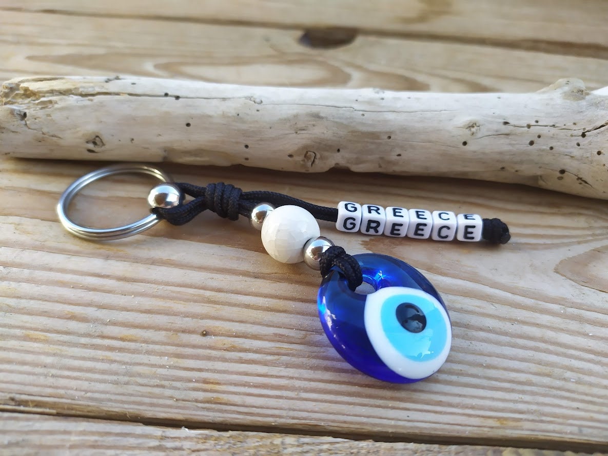Glass Evil eye keychain - Car keyring - Greek gift - Made in Greece