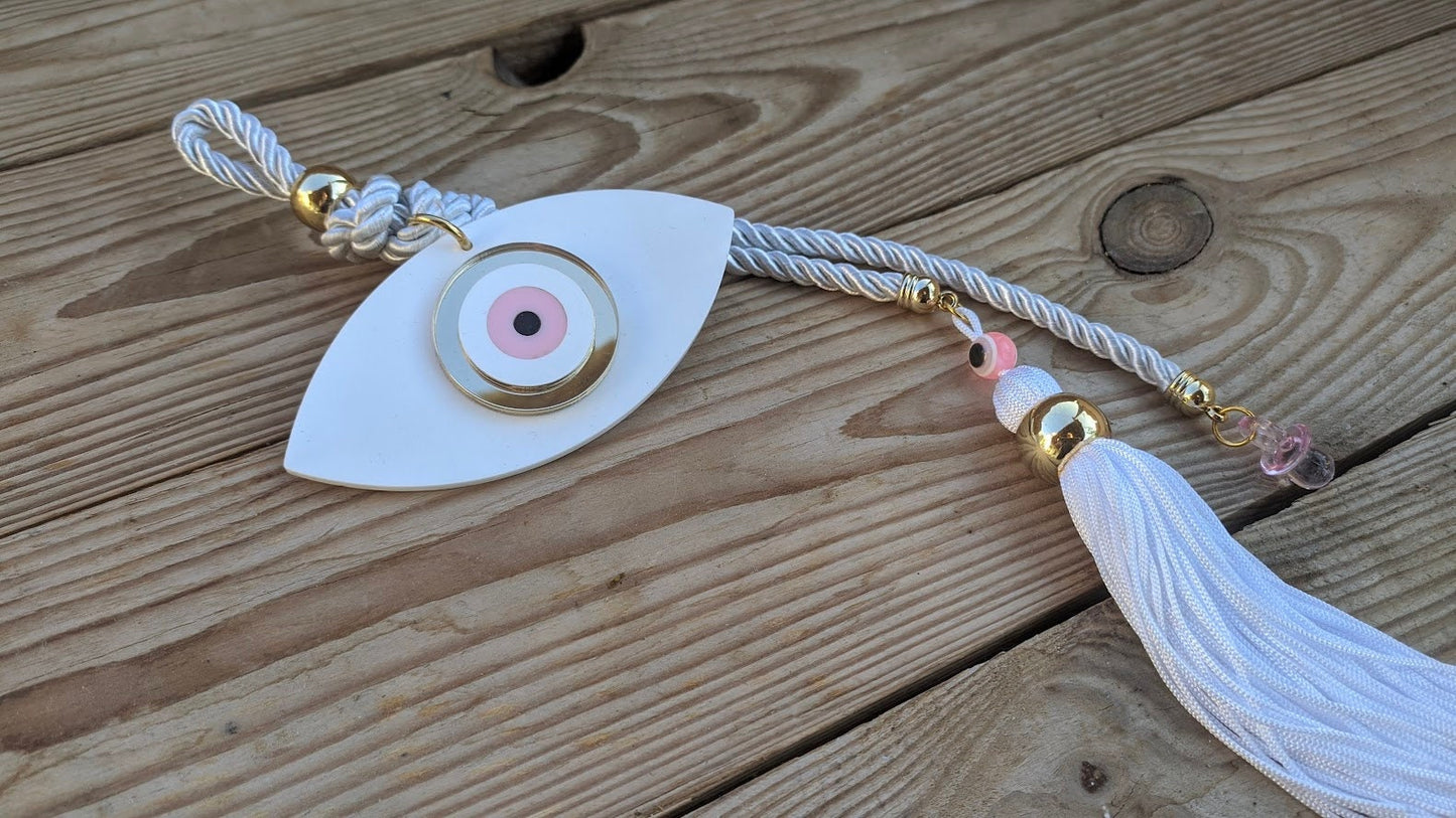Personalized Baby Evil Eye Wall Hanging | New Baby Gift & Protection Charm