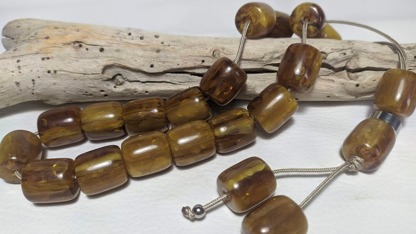 Men's Light Brown Greek Worry Beads - Serenity and Stress Relief Gift