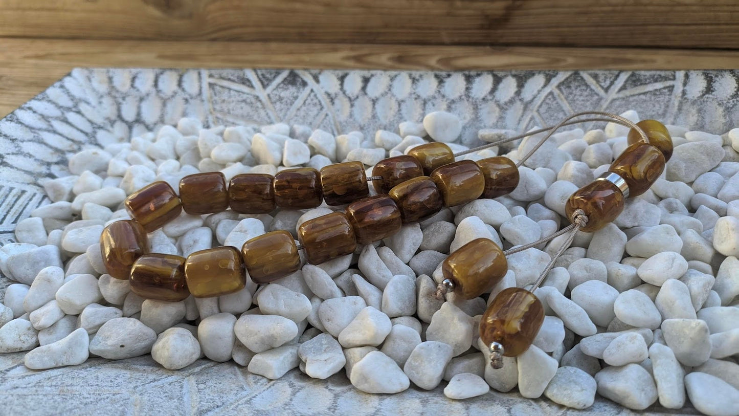 Men's Light Brown Greek Worry Beads - Serenity and Stress Relief Gift