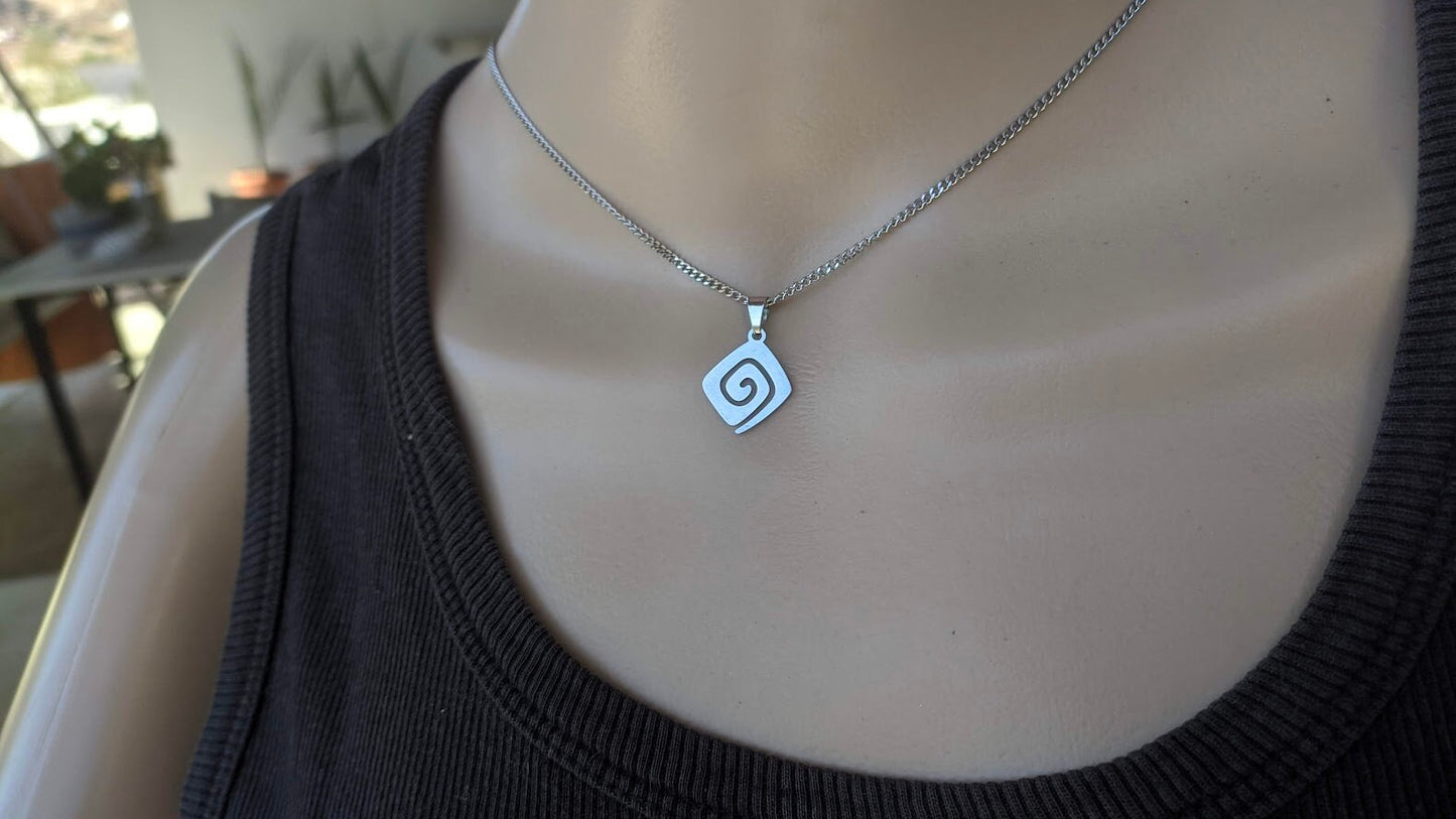 Greek key pendant necklace - Stainless steel jewelry - Greek gift