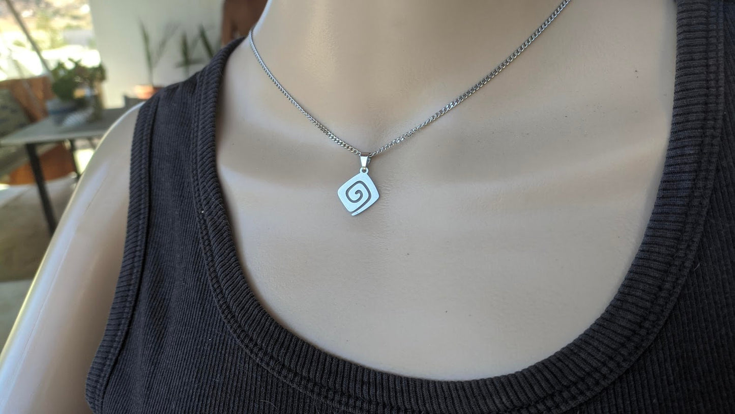 Greek key pendant necklace - Stainless steel jewelry - Greek gift