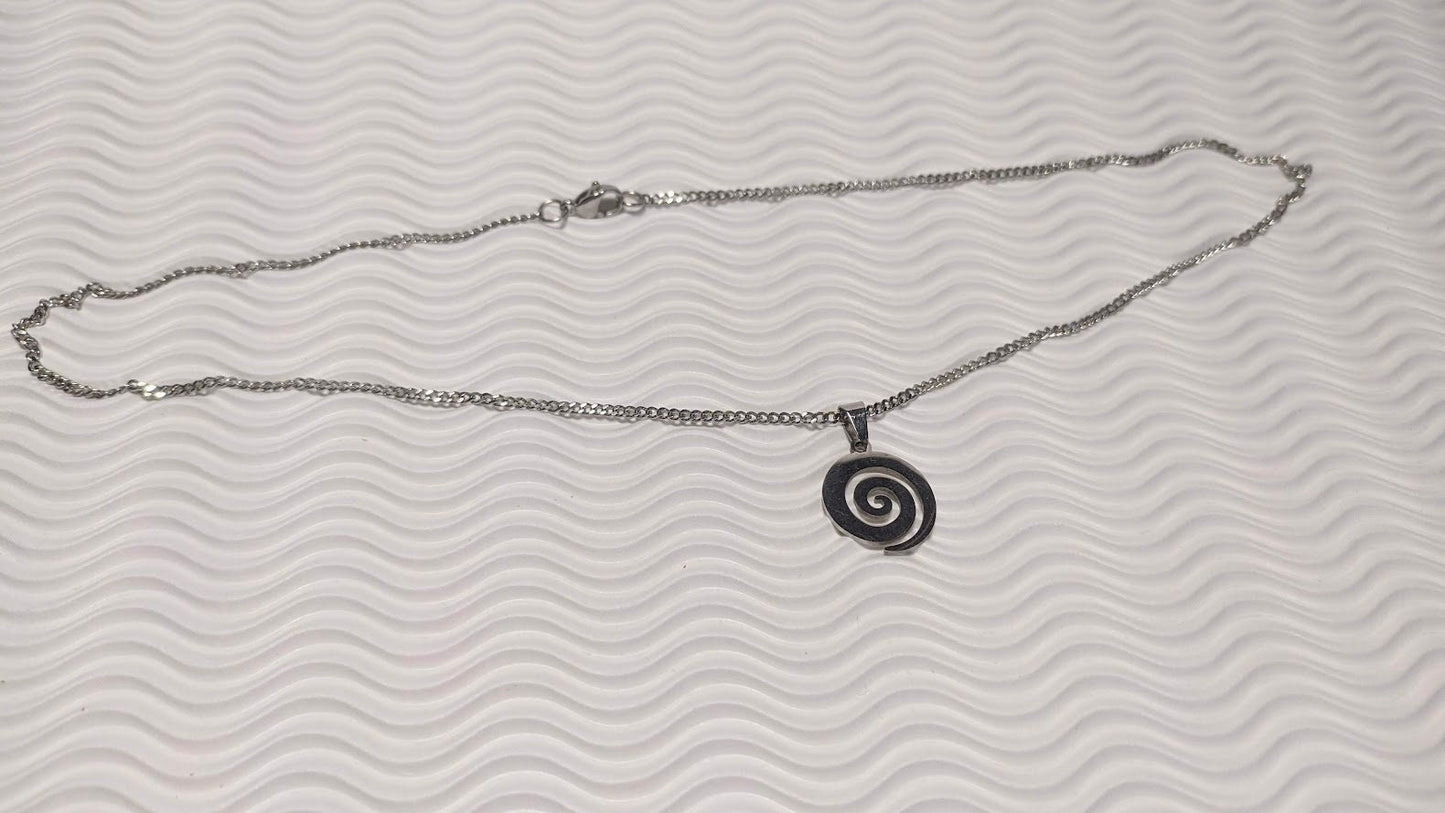Spiral pendant necklace - Stainless steel jewelry - Greek gift