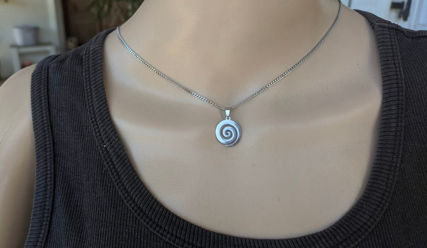 Spiral pendant necklace - Stainless steel jewelry - Greek gift