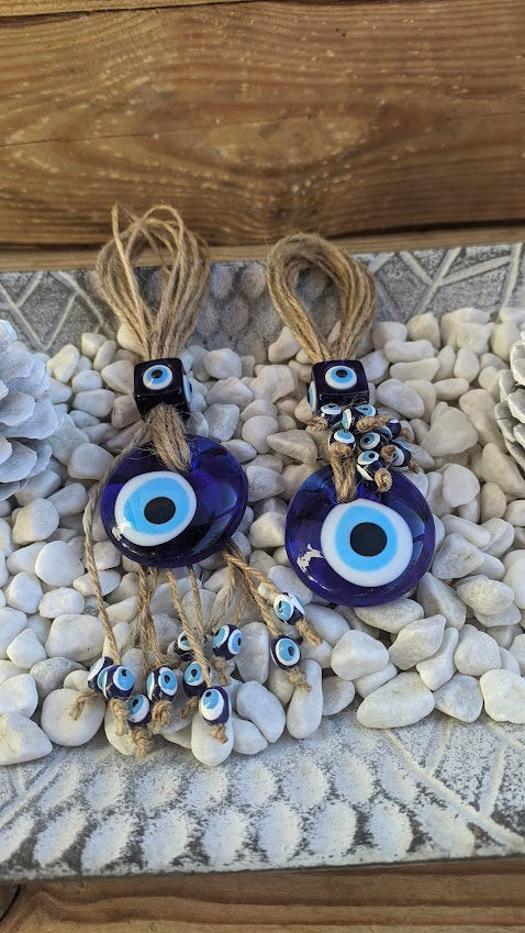 Small Evil Eye Wall Hanging for House Protection - Handmade Glass Decor