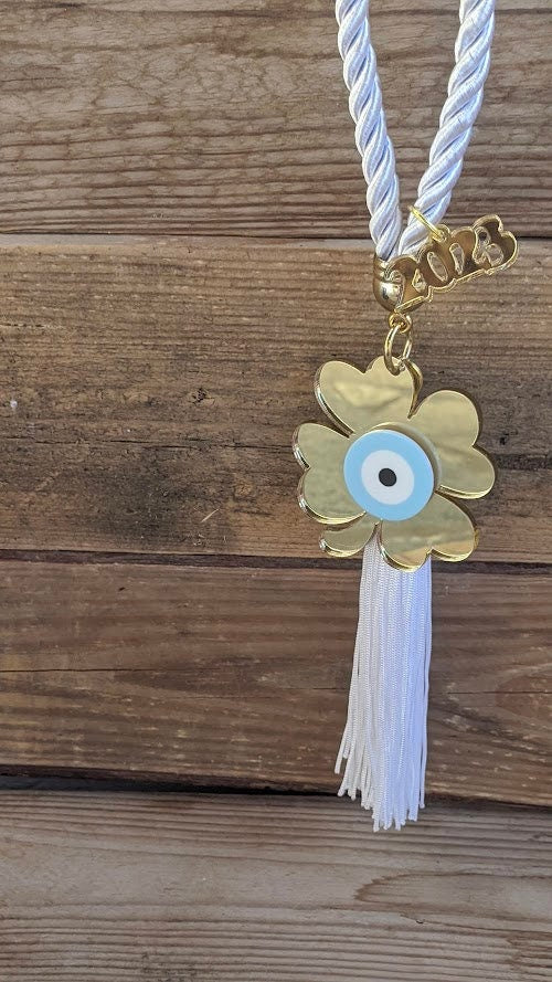 Gold Mirror Evil Eye Clover Wall Hanging - House Protection & Ornate Wall Decor - 2023 Gift