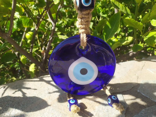 XL Evil Eye Wall Hanging | Greek House Protection Gift | Glass Decor