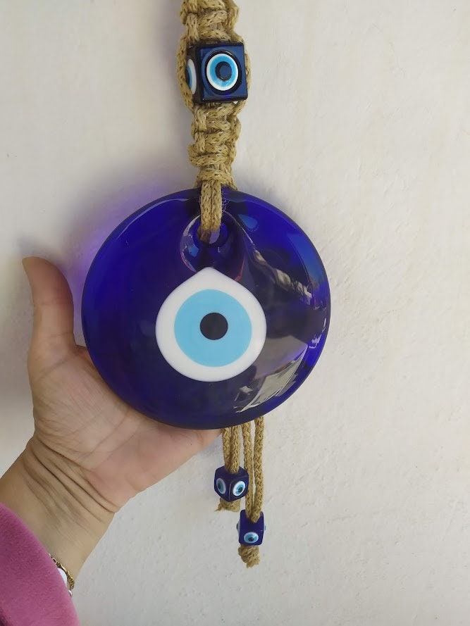 XL Evil Eye Wall Hanging - Greek Gift for House Protection & Glass Decor