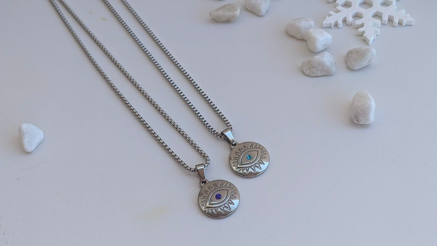 Unisex Evil Eye Necklace - Stainless Steel Necklace  - Men's protection - Gift for Him or For Her