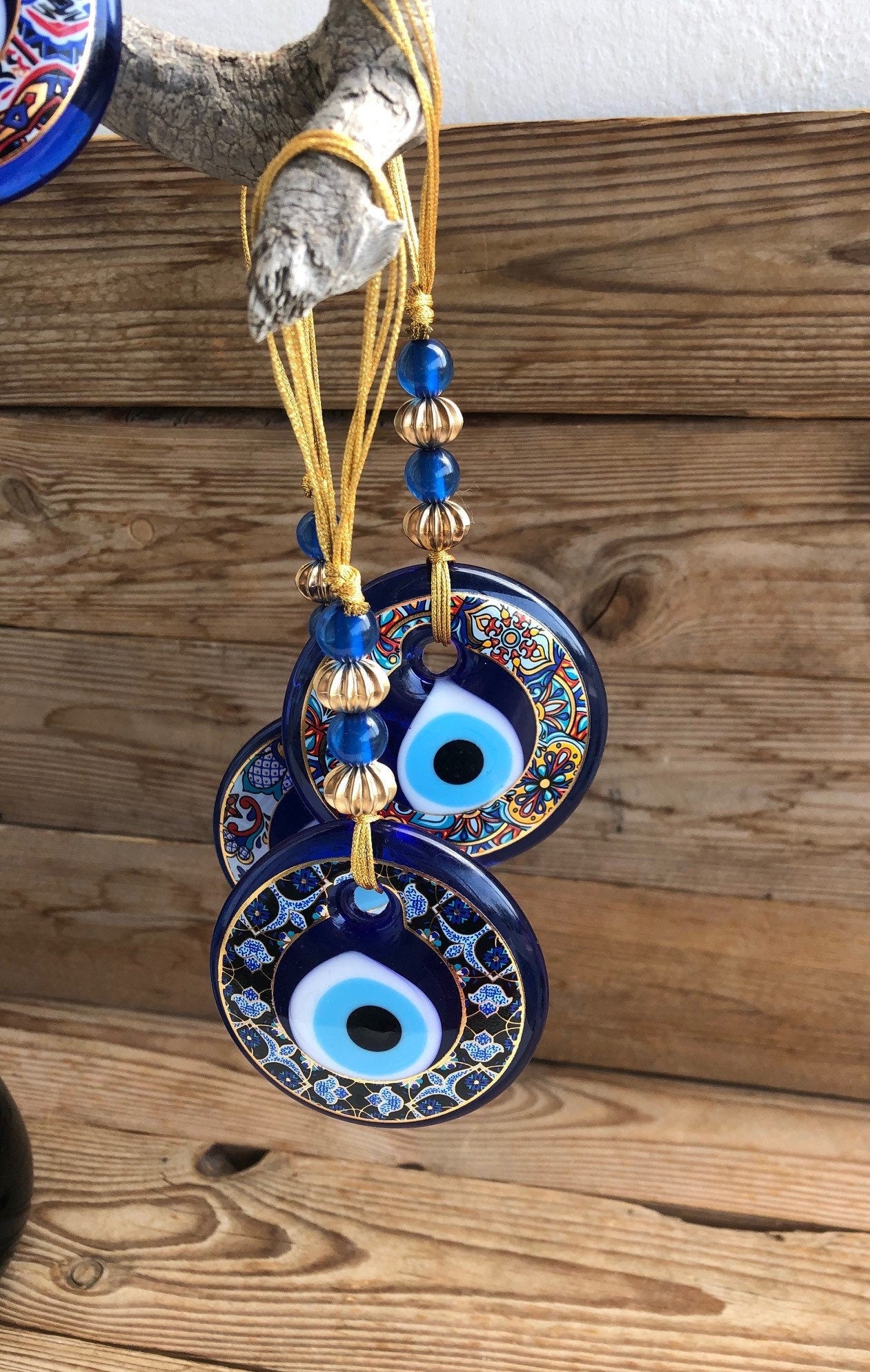 Evil Eye Wall Hanging - 7.5 cm Glass Eye - Home Protection & Good Luck Decor